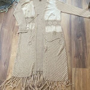 Elegant Beige Crochet Cardigan